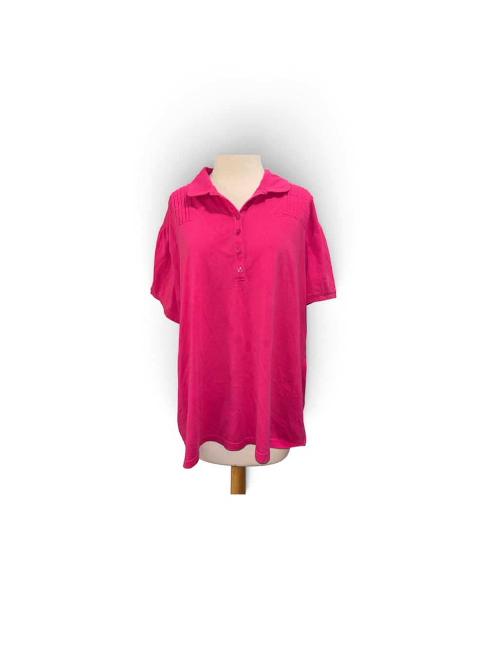 Just My Size Hot Pink Polo-Style Short Sleeve Top